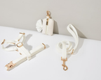 Elfenbein Cord Hochzeit Hundegeschirr und Leine Halsband Set, weiches Luxus Geschirr Fliege Halsband Set