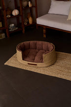 Jute Haustierbett, Natur-Jute Hundekorb mit Namensschild, Plüschkissen, Handgefertigt, 8 mm Juteseil, Minimalistisch, 4 Größen