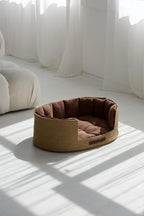Jute Haustierbett, Natur-Jute Hundekorb mit Namensschild, Plüschkissen, Handgefertigt, 8 mm Juteseil, Minimalistisch, 4 Größen