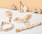 Rosa Welpen Halsband Set, verstellbares Hundegeschirr & Leine, Blumendesign, Haustier Accessoires