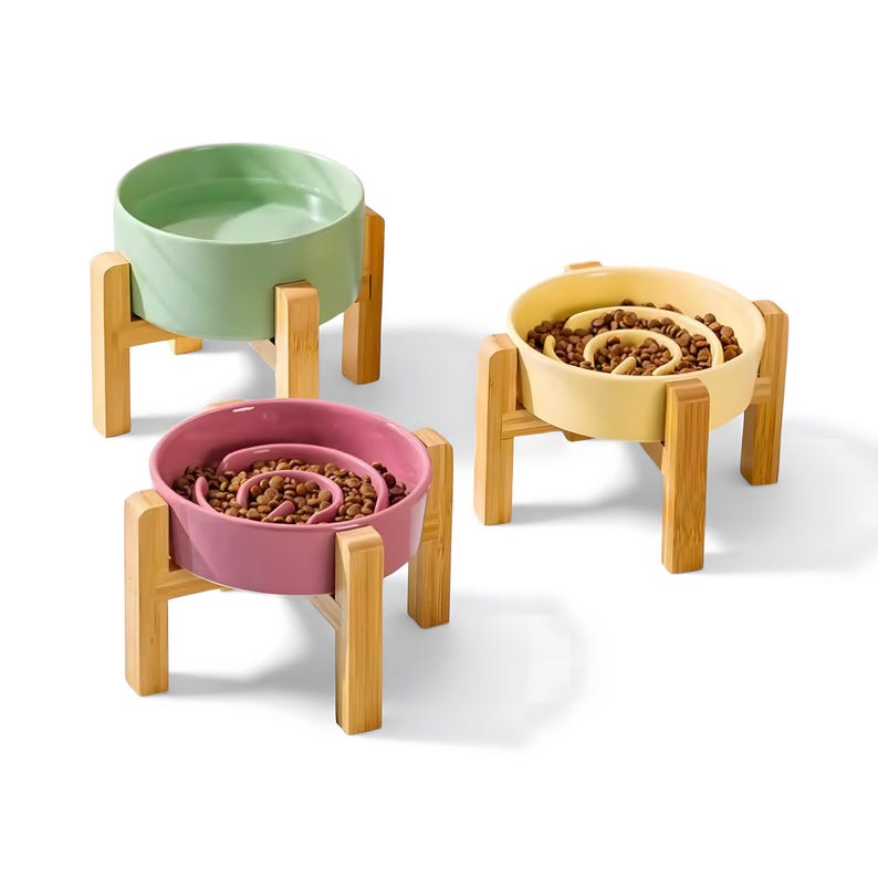 Slow Feeder Keramik Napf - Anti-Choking Design für Hunde und Katzen, Matcha Grün