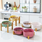 Slow Feeder Keramik Napf - Anti-Choking Design für Hunde und Katzen, Matcha Grün