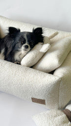 Haustierbett aus Terrakotta-Bouclé, weiches orangefarbenes Hundebett, kuscheliges Teddy-Hundebett für kleine und große Hunde