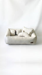 Bouclé-Hundebett in Milchweiß, weiches Teddy-Haustierbett, kuscheliges Sofabett für kleine bis große Hunde