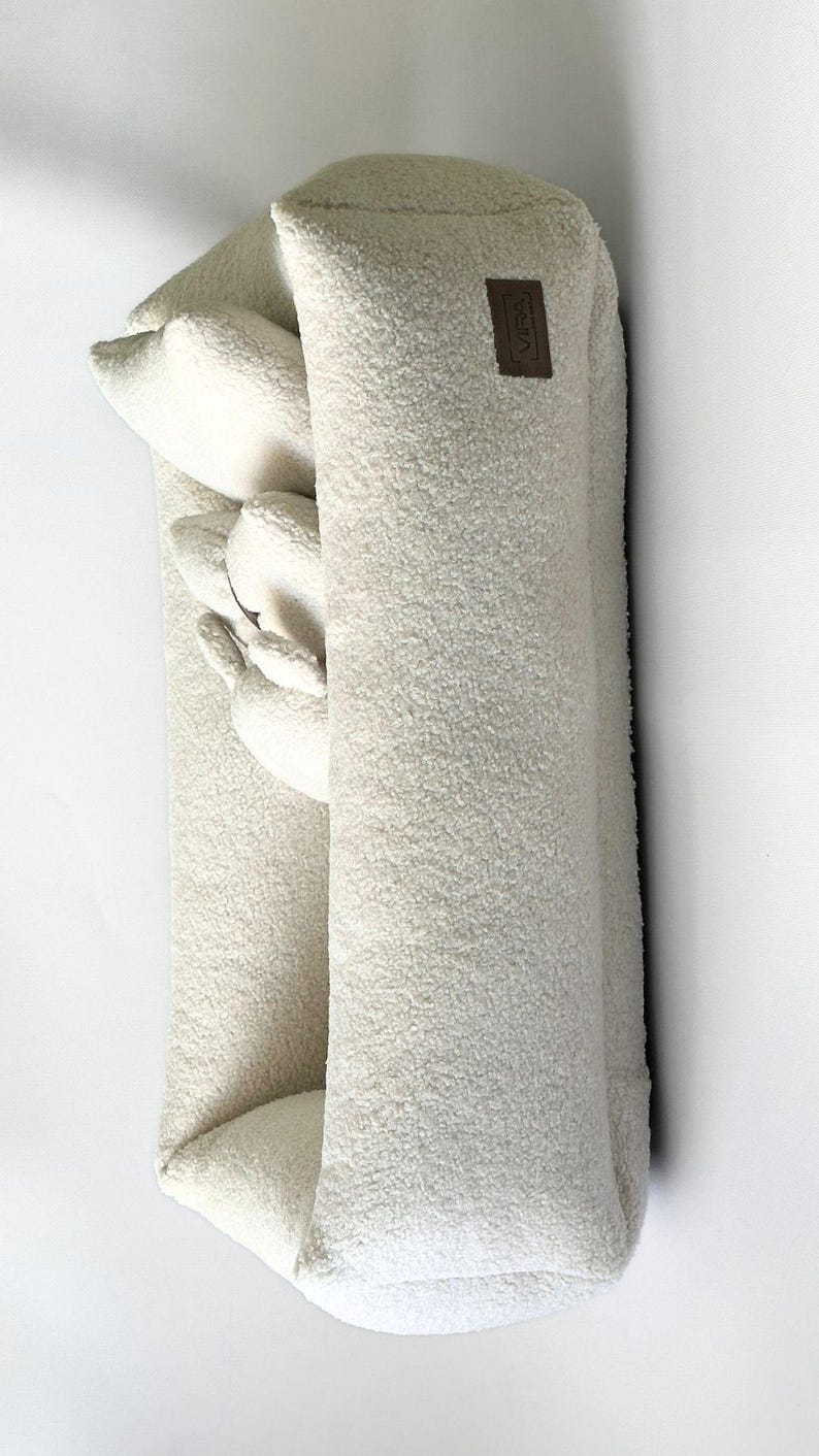 Bouclé-Hundebett in Milchweiß, weiches Teddy-Haustierbett, kuscheliges Sofabett für kleine bis große Hunde
