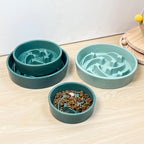 Keramik Slow Feeder Anti-Kipp Doppel-Hundeteller für kleine Hunde und Katzen, Meteor-Design