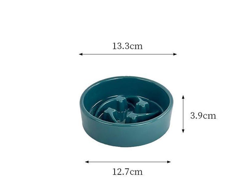 Keramik Slow Feeder Anti-Kipp Doppel-Hundeteller für kleine Hunde und Katzen, Meteor-Design