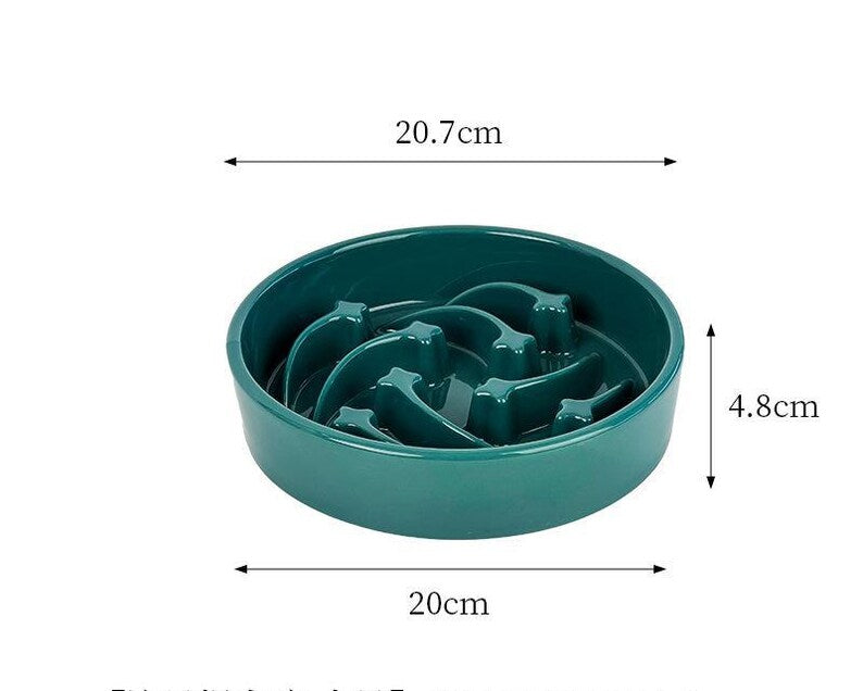 Keramik Slow Feeder Anti-Kipp Doppel-Hundeteller für kleine Hunde und Katzen, Meteor-Design
