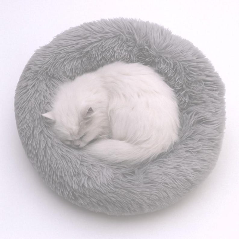Plüsch Donut Haustierbett – Kuscheliges Winter Katzen- & Hundebett, waschbar