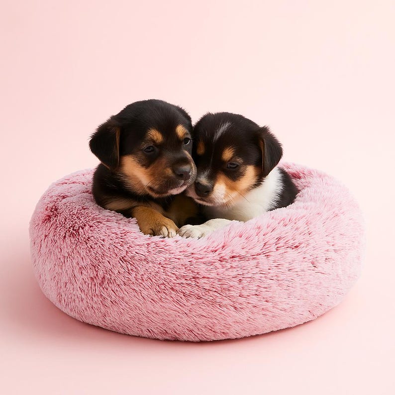 Plüsch Donut Haustierbett – Kuscheliges Winter Katzen- & Hundebett, waschbar
