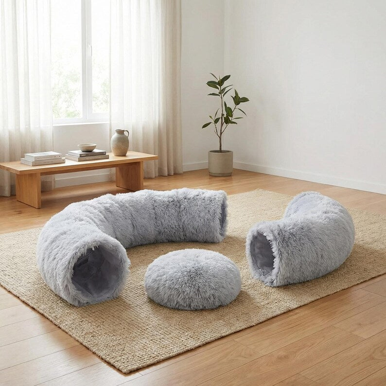 Haustierbett Katzen Tunnel Donut Höhle Sofa Abnehmbarer Bezug Multiform