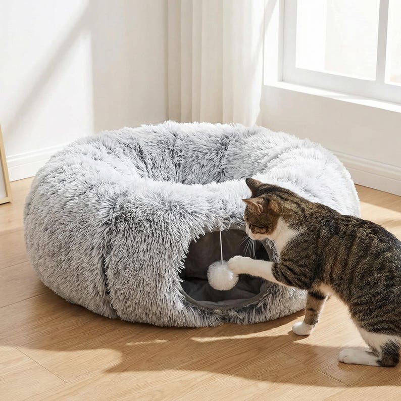 Haustierbett Katzen Tunnel Donut Höhle Sofa Abnehmbarer Bezug Multiform