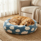 Rundes, waschbares Hundebett, beruhigende Donutform, weicher Plüsch, rutschfest