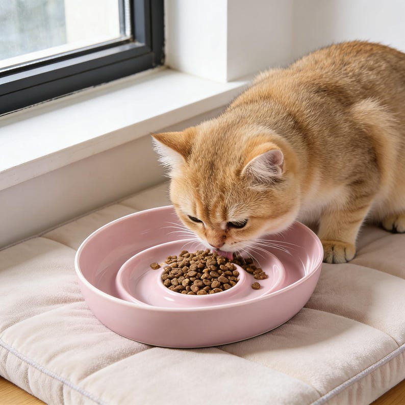 Keramik Slow Feeder Fressnapf | Spiral Puzzle Anti-Schluck Napf für Hunde & Katzen