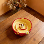Handgefertigter Keramik Slow Feeder Hunde-/Katzennapf mit Spiral-Puzzle-Design und 3D-Welpenfigur, lebensmittelecht, spülmaschinenfest