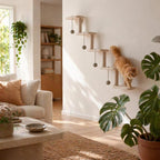 Wall Mounted Cat Ladder with 5 Steps | Wooden Cat Wall Shelves Climbing Frame | Modern Cat Furniture for Indoor Cats