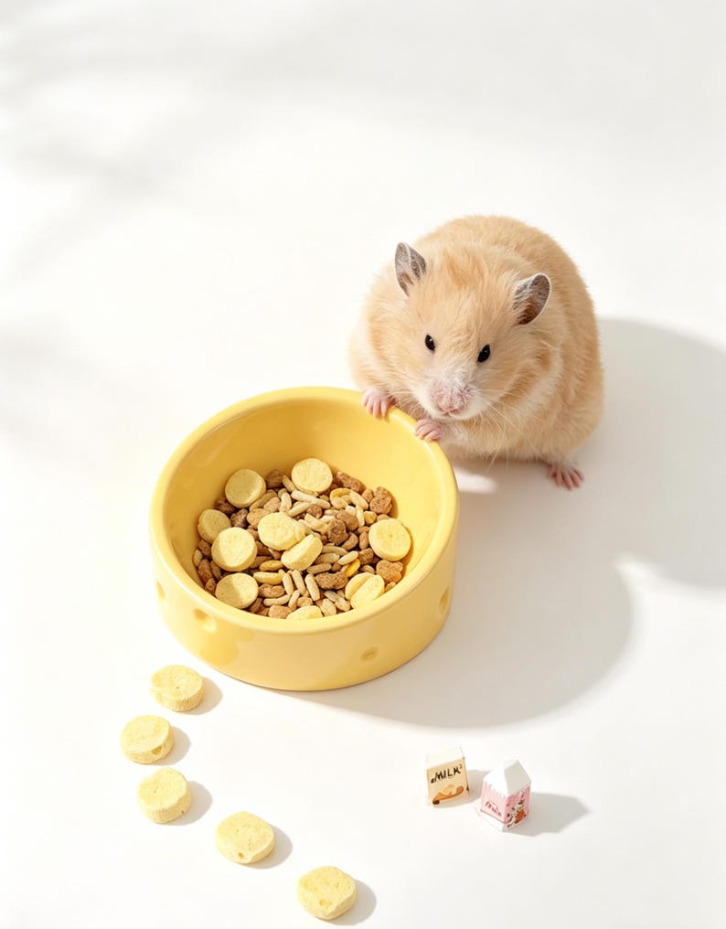 Käse Keramik Hamster Schüssel Anti-Kipp Kleintier Fressnapf für Hamster Rennmäuse 10x10x5,2 cm