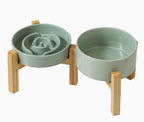 Slow Feeder Keramik Napf - Anti-Choking Design für Hunde und Katzen, Matcha Grün
