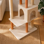 53" Modern Wooden Cat Tree Multi-Level Cat Tower with Scratching Posts for Indoor Cats