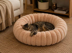 Beruhigendes Donut-Katzenbett, flauschiges rundes Haustierbett, Katzenhöhle, weiches Kätzchenbett, 40-90 cm