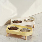Erhöhter Doppelnapf-Set aus Edelstahl für Hunde und Katzen mit Nackenstütze, 2x800ml