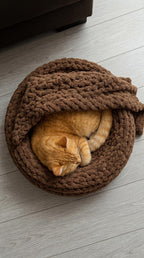 Grober Strick Katzenbett Runder Haustierkorb