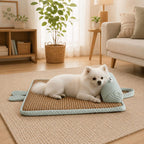 Rattan-Haustiermatte atmungsaktives Kühlbett mit Kissen für Katzen und Hunde